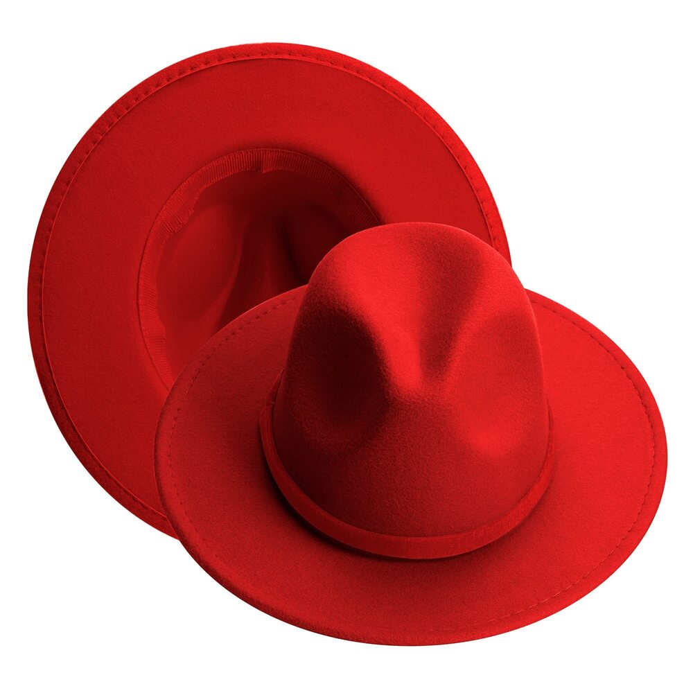 4600 Wide Brim Fedora Hat Red